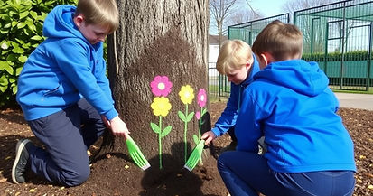 School wood chip beautification project