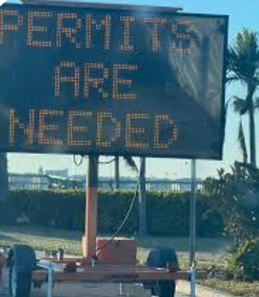 Road Sign showing permits are needed