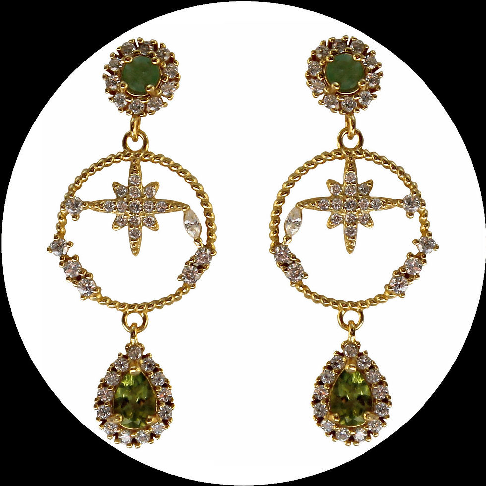 Stern Chandeliers aus vergoldetem 925er Silber mit Peridot und Smaragd