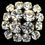Miniature : Boutons vintage avec strass en forme de carré en métal argenté, env. 20x20 mm