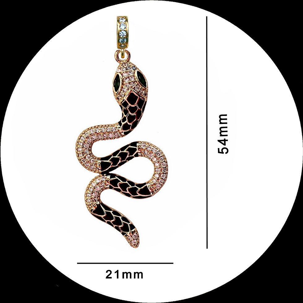 Miniatura: Pendente a clip a forma di serpente in rame dorato con pavé di zirconia cubica