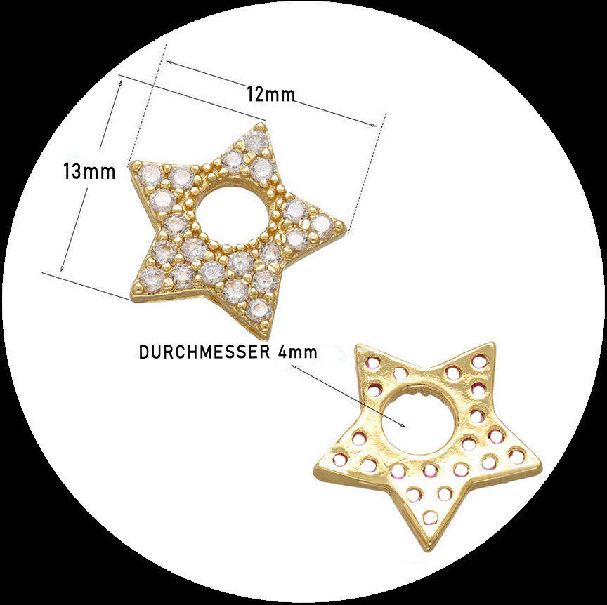 Thumbnail: Zirconia-set pendants for ‘star’ earrings made of gold-plated copper