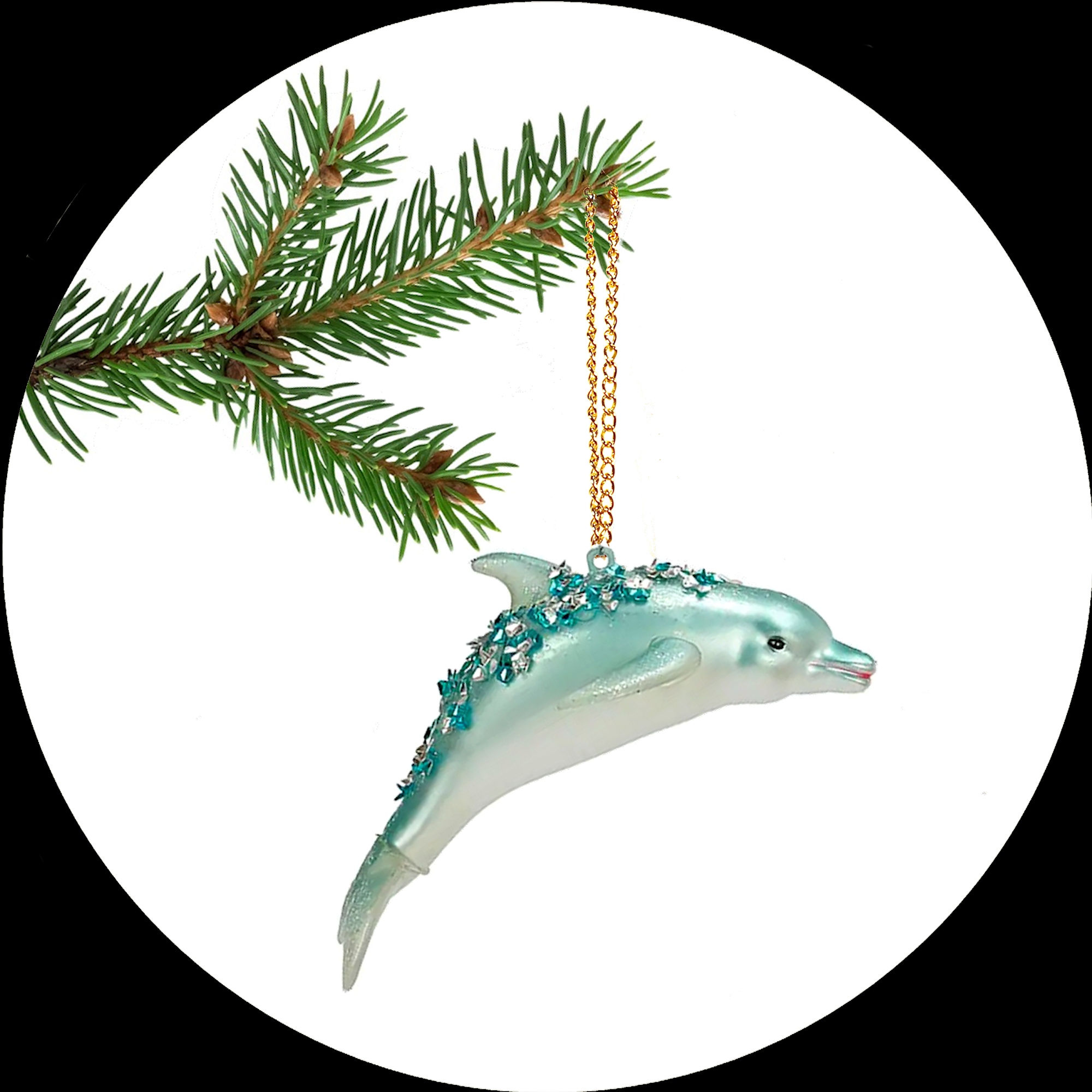 Decorazione di Natale da appendere a forma di delfino in vetro