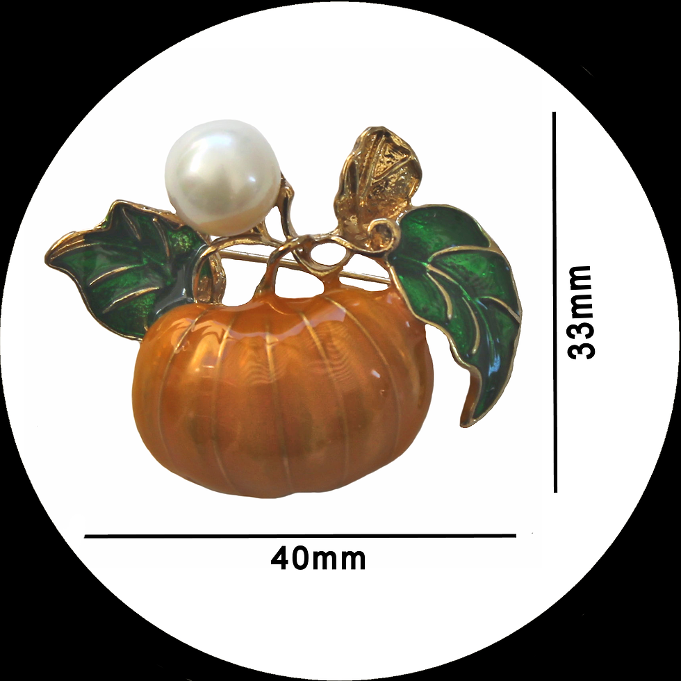 Miniaturbild: Emaillierte Brosche Kürbis aus vergoldetem Metall mit Perle