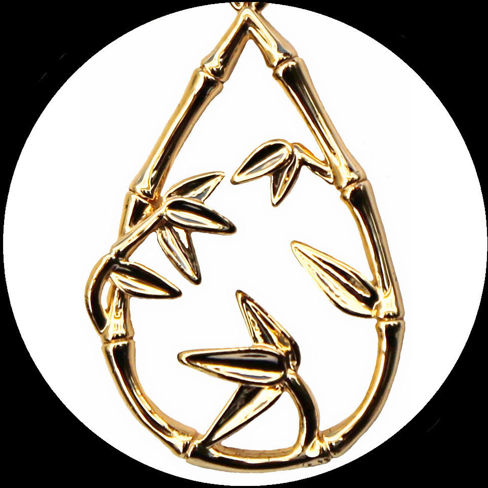 Thumbnail: Chandeliers with bamboo branches and red cubic zirconia in gold-plated copper