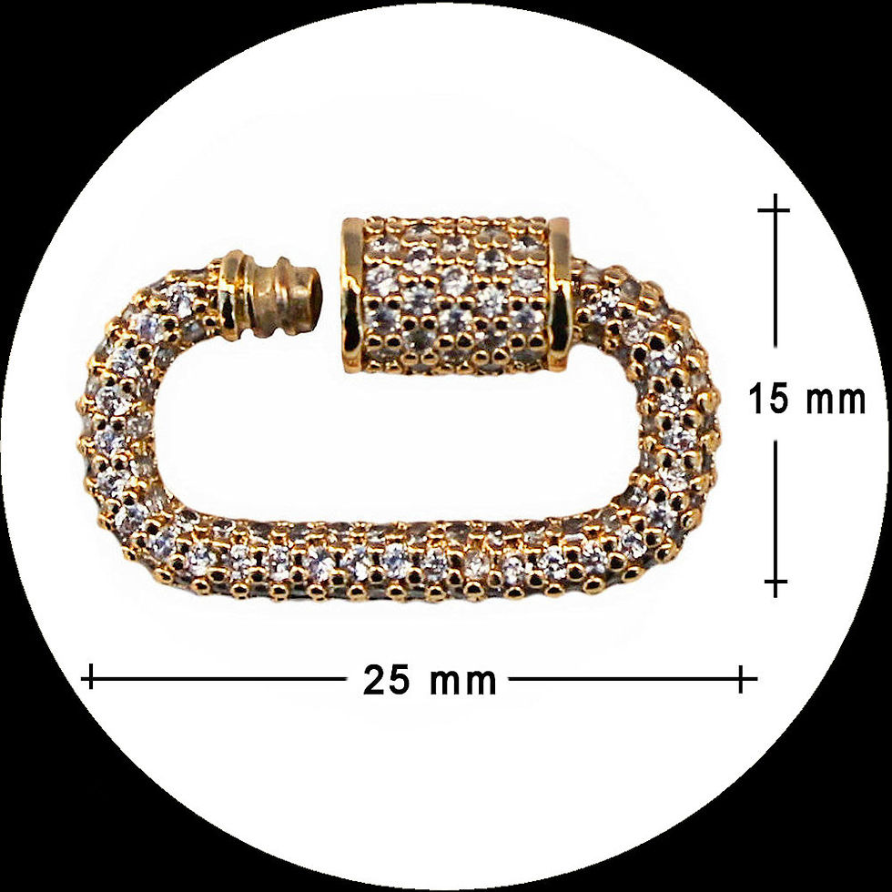 Miniature : Pendentif ovale et fermoir pavé de zirconium cubique en cuivre doré