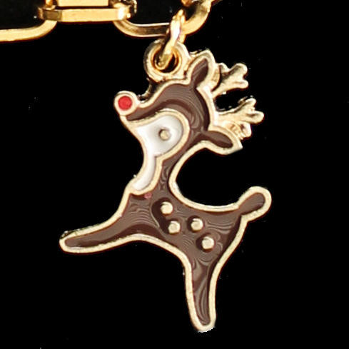 Miniaturbild: Gliederarmband mit emaillierten Weihnachtscharms aus vergoldetem Metall