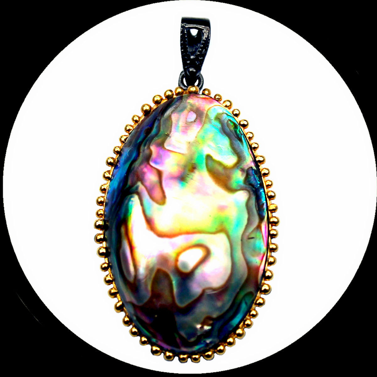 Pendant with abalone shell and ball edge made of 925 Sterling silver