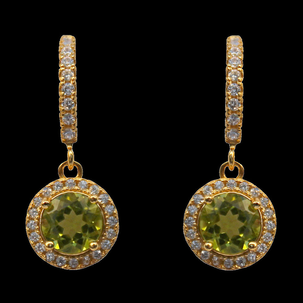 Miniatura: Piccoli orecchini a cerchio con peridoto e zirconia cubica in argento dorato