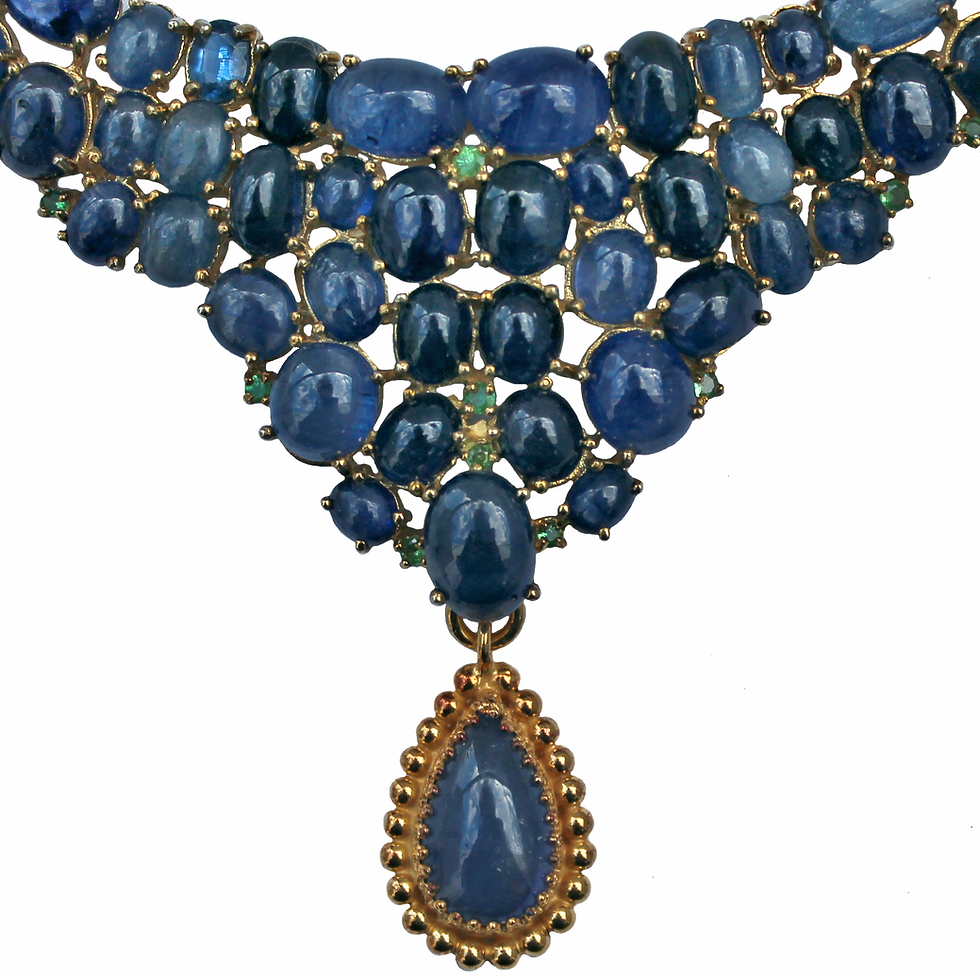 Miniaturbild: Kette aus goldplattiertem Silber mit Tansanit, Saphir, Kyanit und Tsavorit