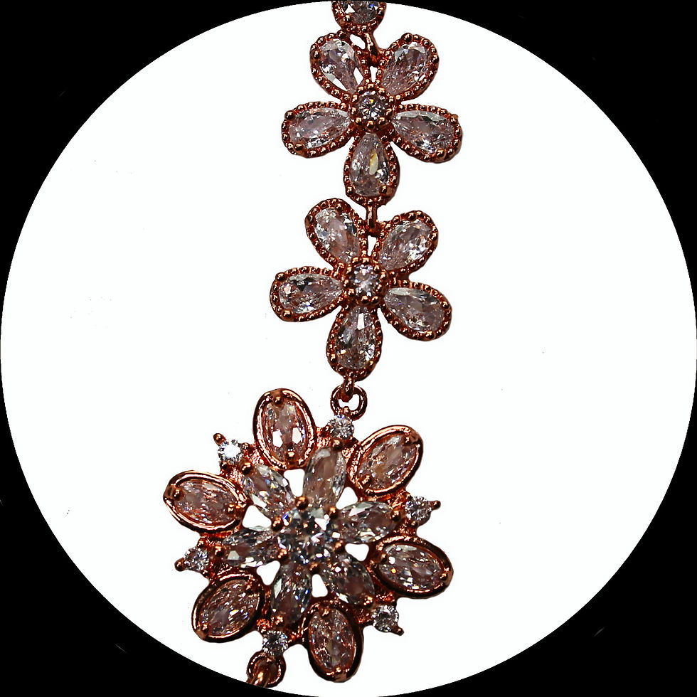 Miniaturbild: Kette mit Blumen, Schmetterlingen und Cubic Zirkonia aus rosévergoldetem Kupfer