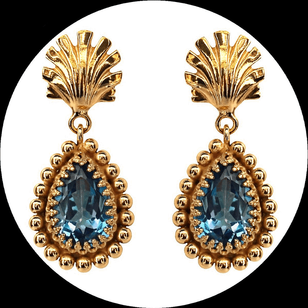 Boucles d'oreilles Coquillage avec Topazes bleues mystiques en argent sterling plaqué or