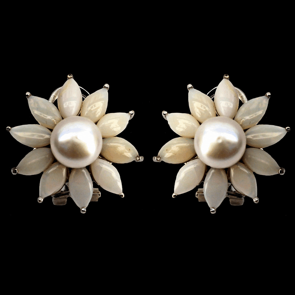 Orecchini con perle e opali di Welo in argento sterling 925 rodiato