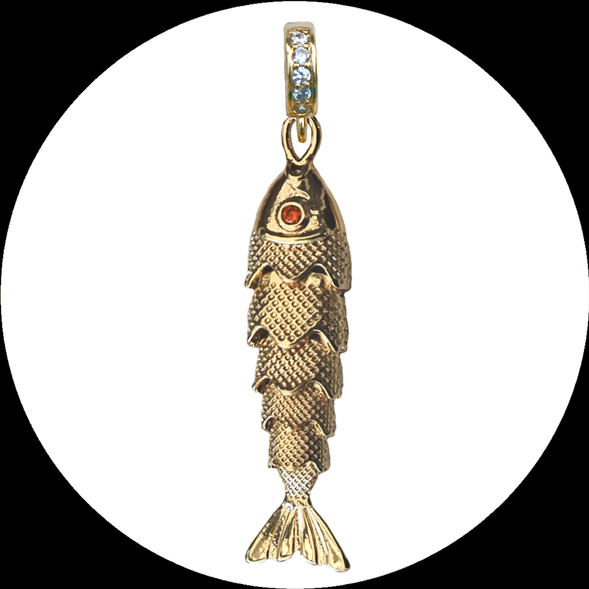 Clip Anhänger beweglicher Fisch aus vergoldetem Kupfer mit Zirkonia