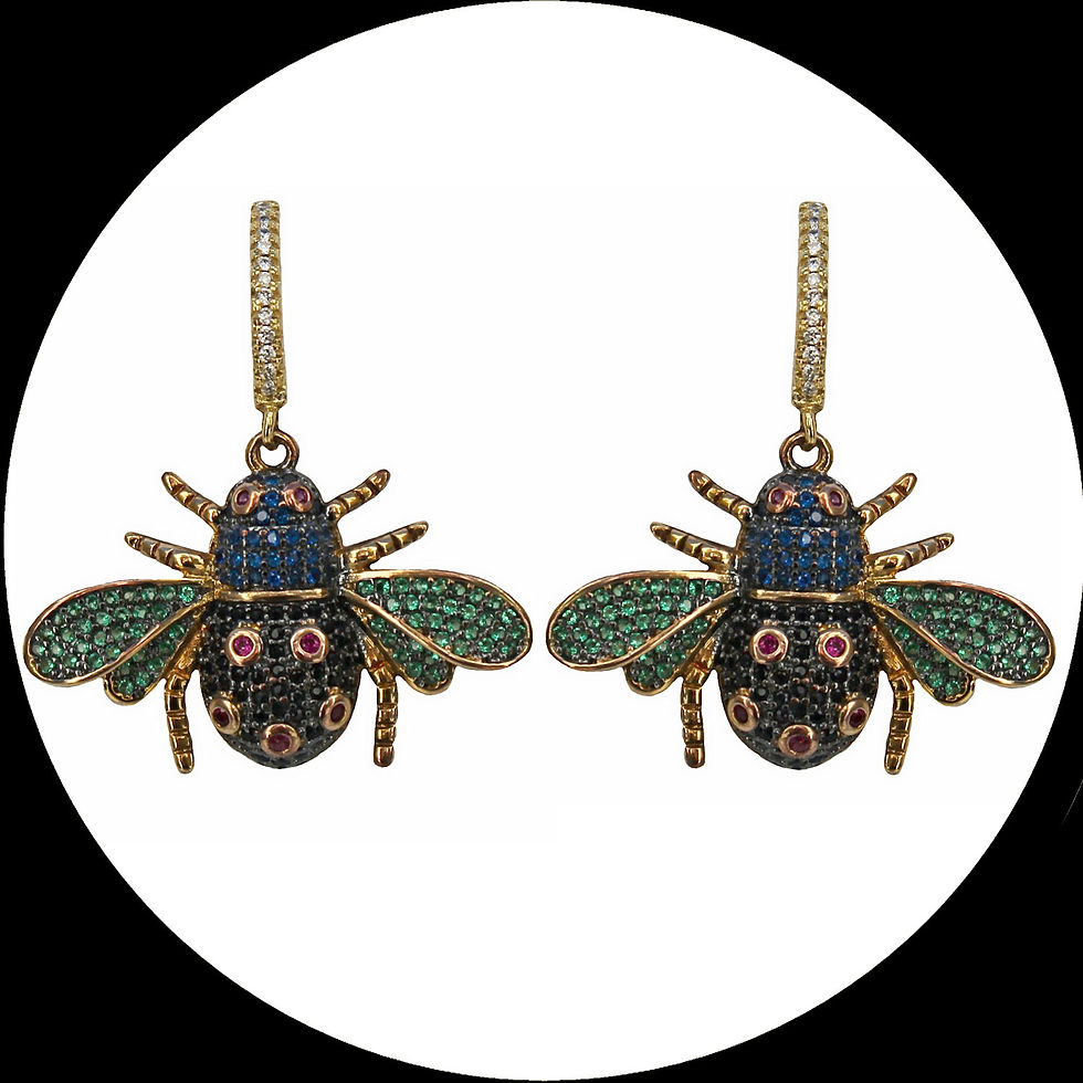 Chandelier con insetti con pavé di zirconia cubica in rame
dorato