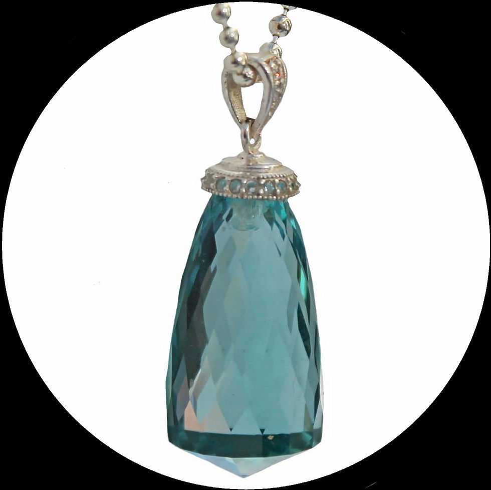 Thumbnail: Pendant with greenish blue quartz briolette in 925 Sterling silver
