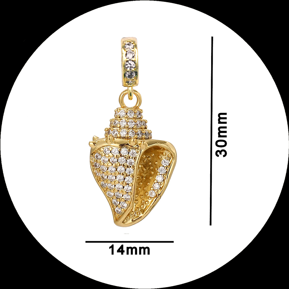 Miniaturbild: Clip Anhänger Muschel aus vergoldetem Kupfer mit Zirkoniapavé