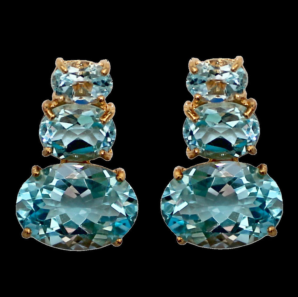 Thumbnail: Earrings with transversely arranged oval topazes made of gold-plated sterling silver