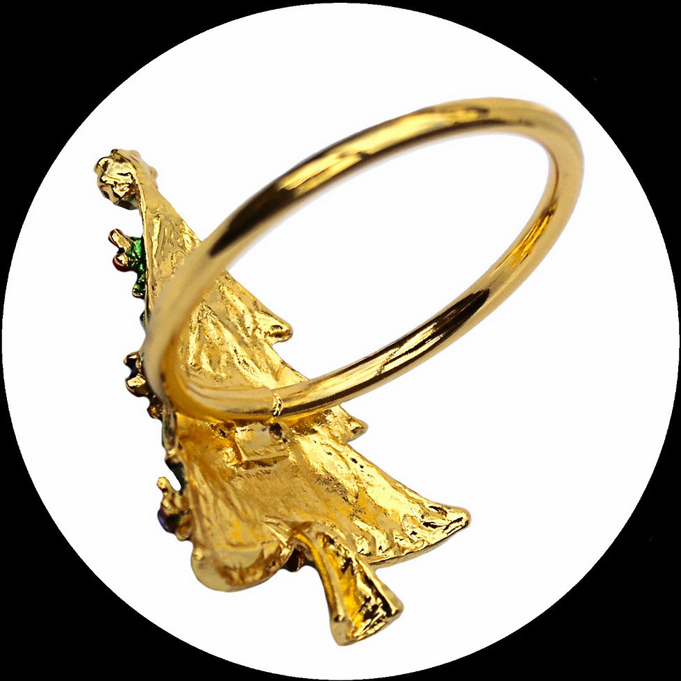 Miniaturbild: Serviettenring mit strassbesetztem Weihnachtsbaum aus vergoldetem Metall