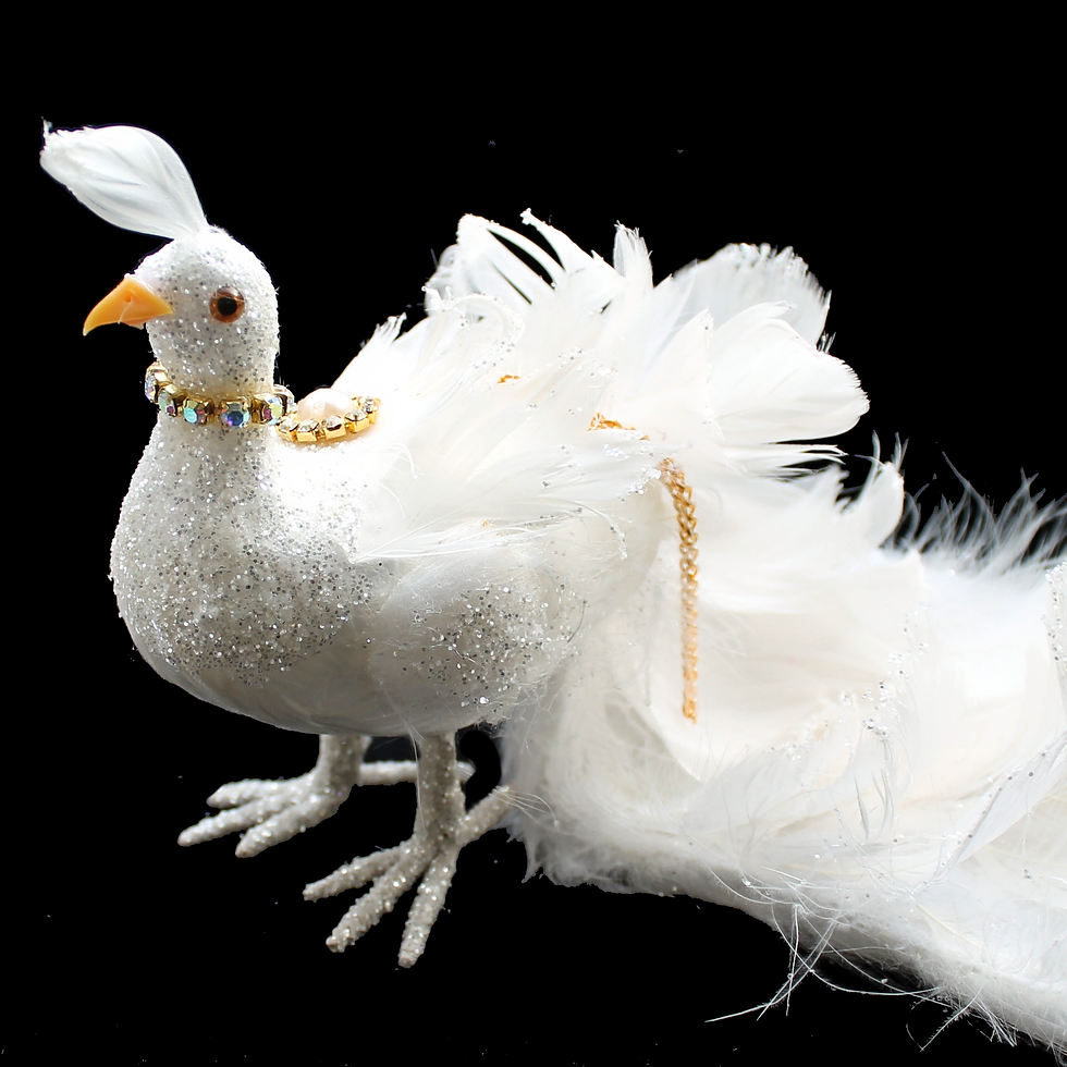 Miniaturbild: Weihnachtliche Hängedekoration großer weißer Vogel mit echten Federn