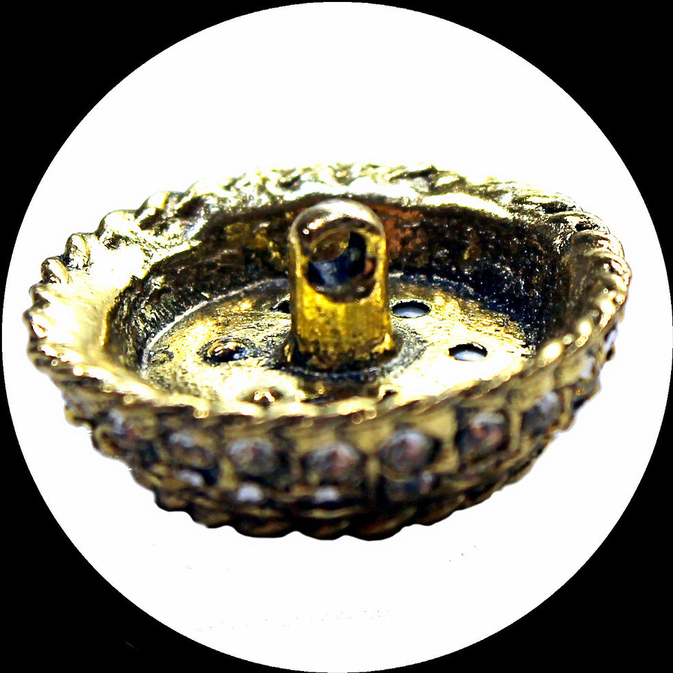 Thumbnail: Vintage shank button with pearls and rhinestones made of gold-coloured metal, approx. 23 mm