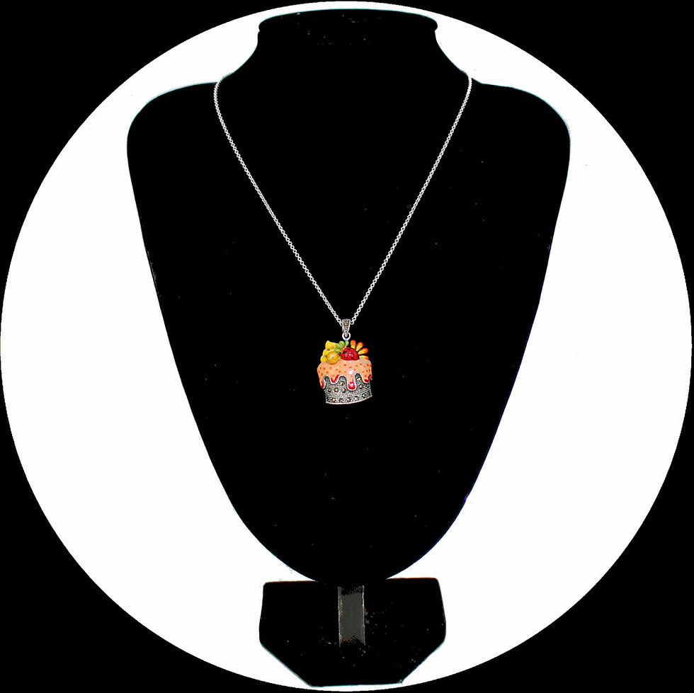 Miniature : Pendentif cupcake émaillé avec marcassites en argent sterling 925