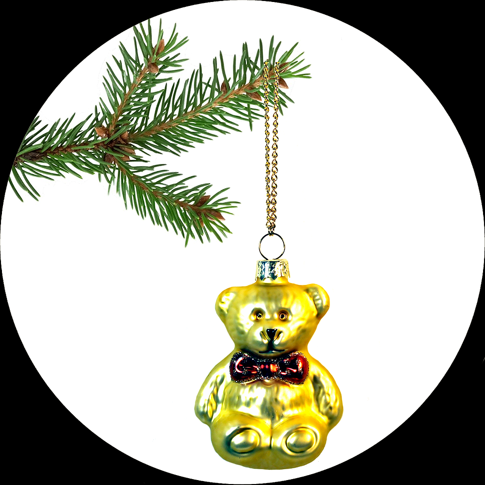 Christmas hanging decoration bear with bow, made of glass