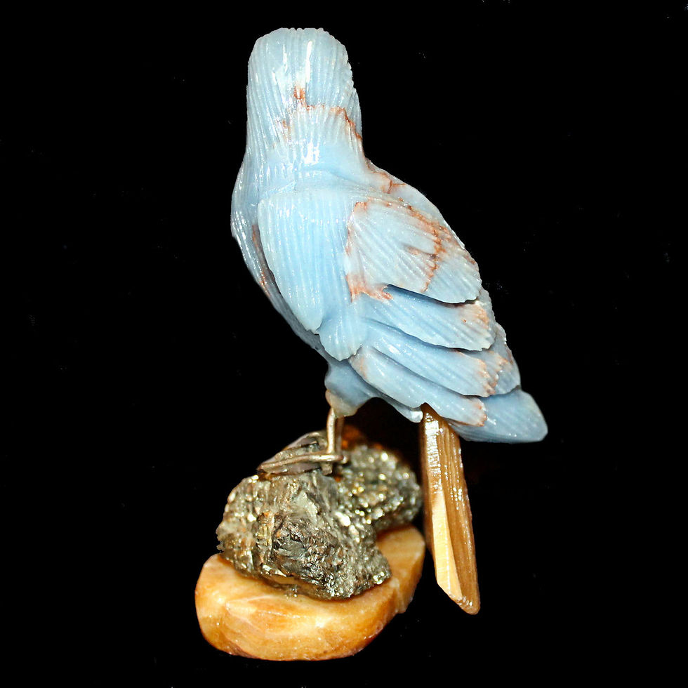 Miniaturbild: Edelsteinvogel Spatz auf Pyritsockel