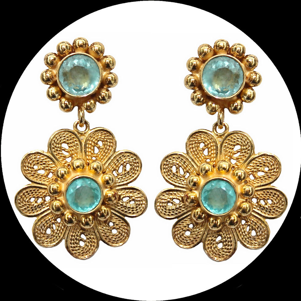 Chandeliers en forme de fleur avec des apatites en argent sterling 925 plaqué or