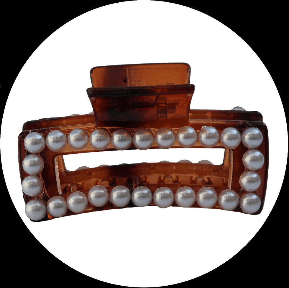 Large acrylic hair claw studded with pearls