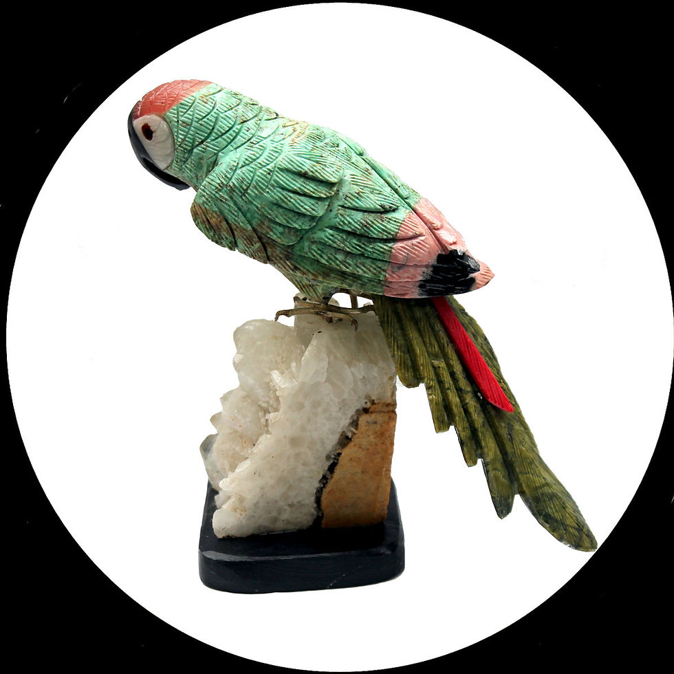 Thumbnail: Green gemstone parrot on quartz base