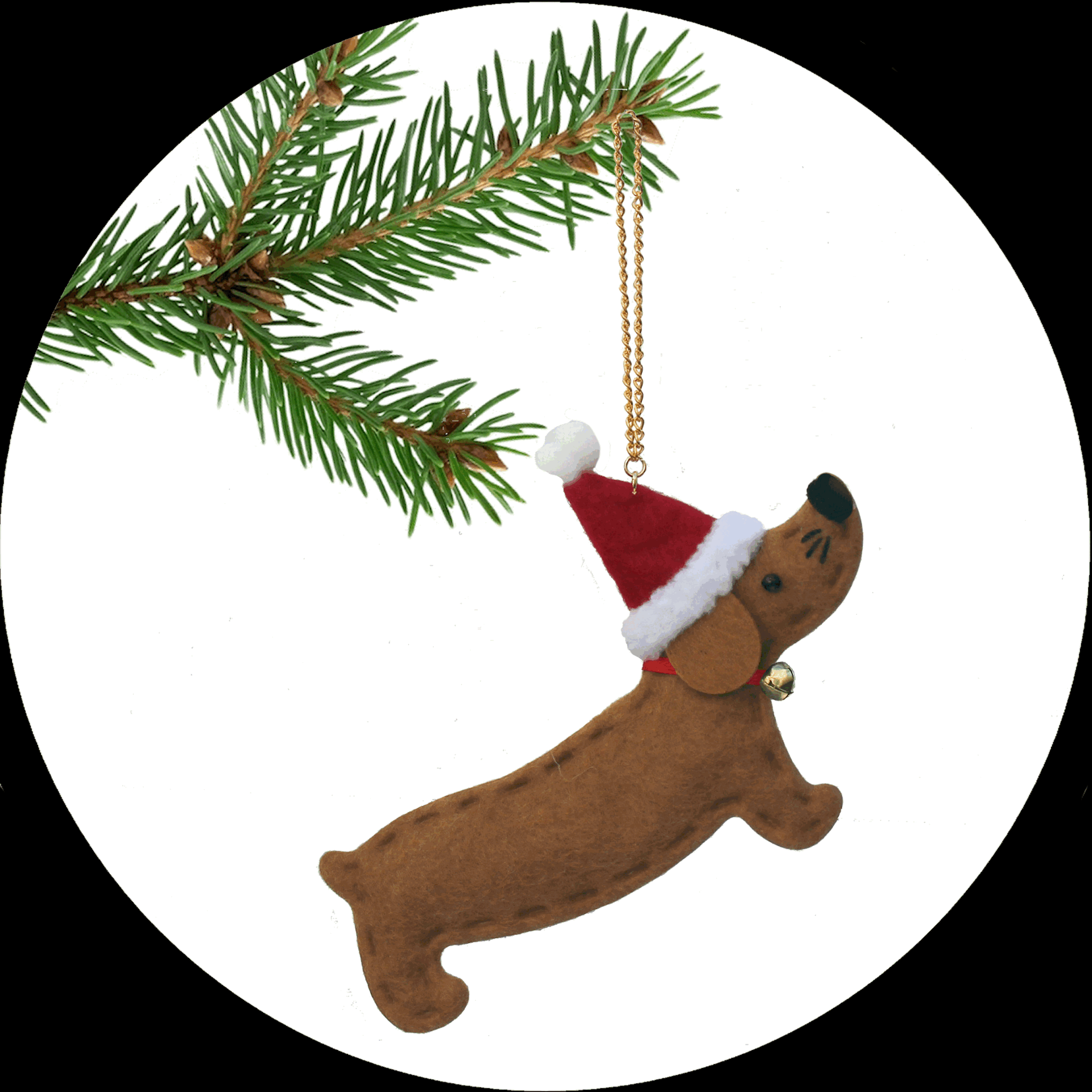 Weihnachtliche Hängedekoration Dackel aus Filz in braun oder grau