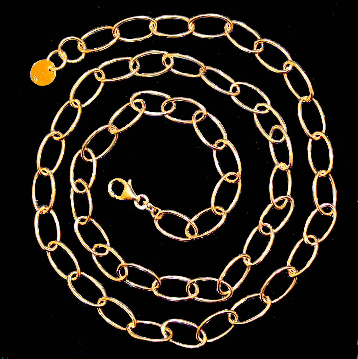 Necklace with large oval links in gold-plated 925 Sterling silver