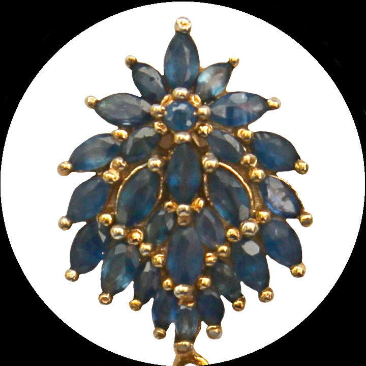 Miniature : Chandeliers avec briolettes en quartz et saphirs en argent plaqué or