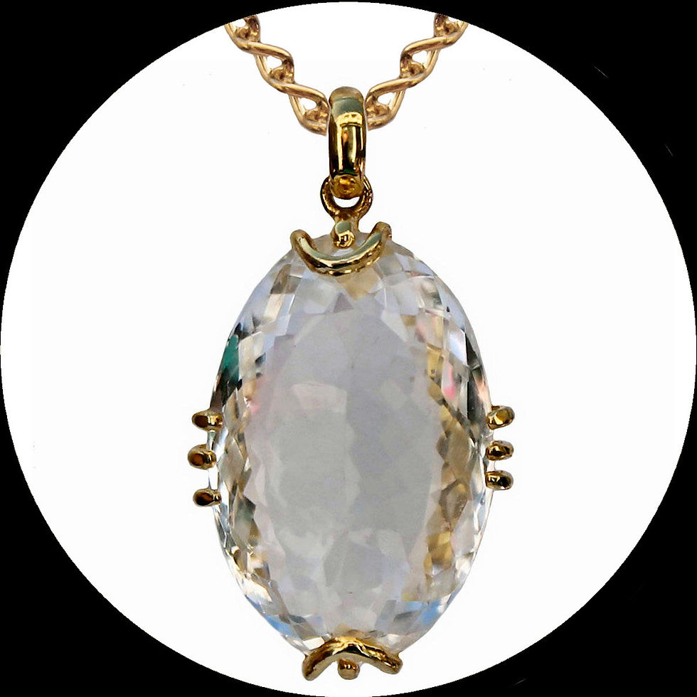 Anhänger aus vergoldetem Sterlingsilber mit großem ovalen Bergkristall