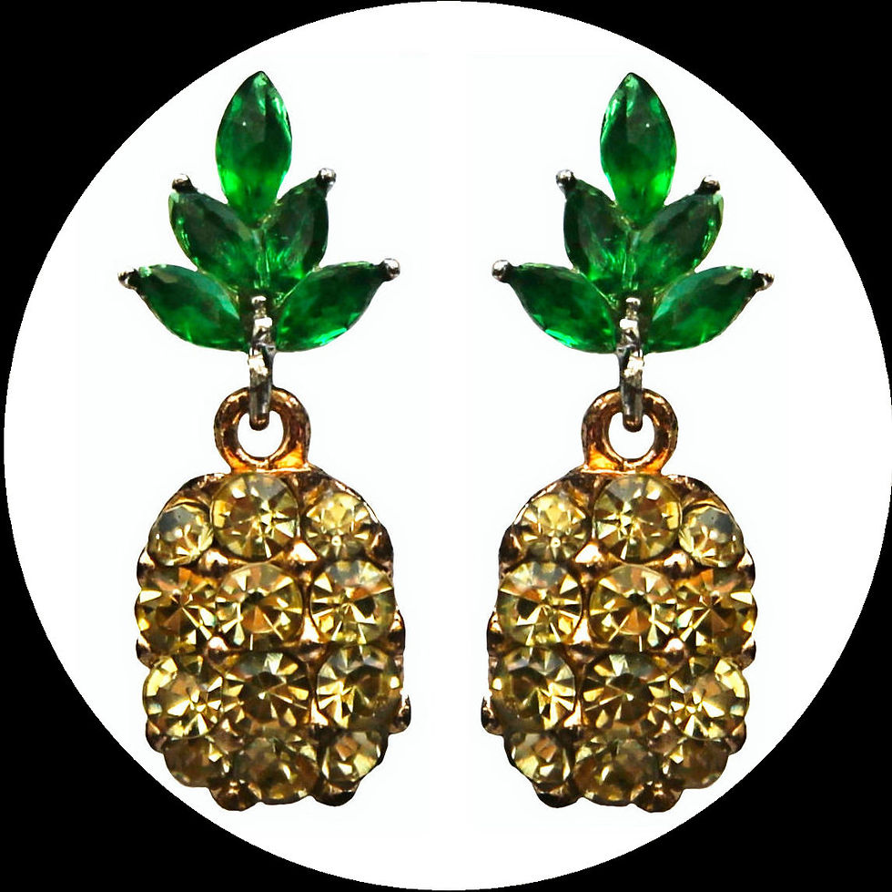 Miniaturbild: Set Ohrringe Ananas und Wassermelone aus gold-und silberfarbenem Metall