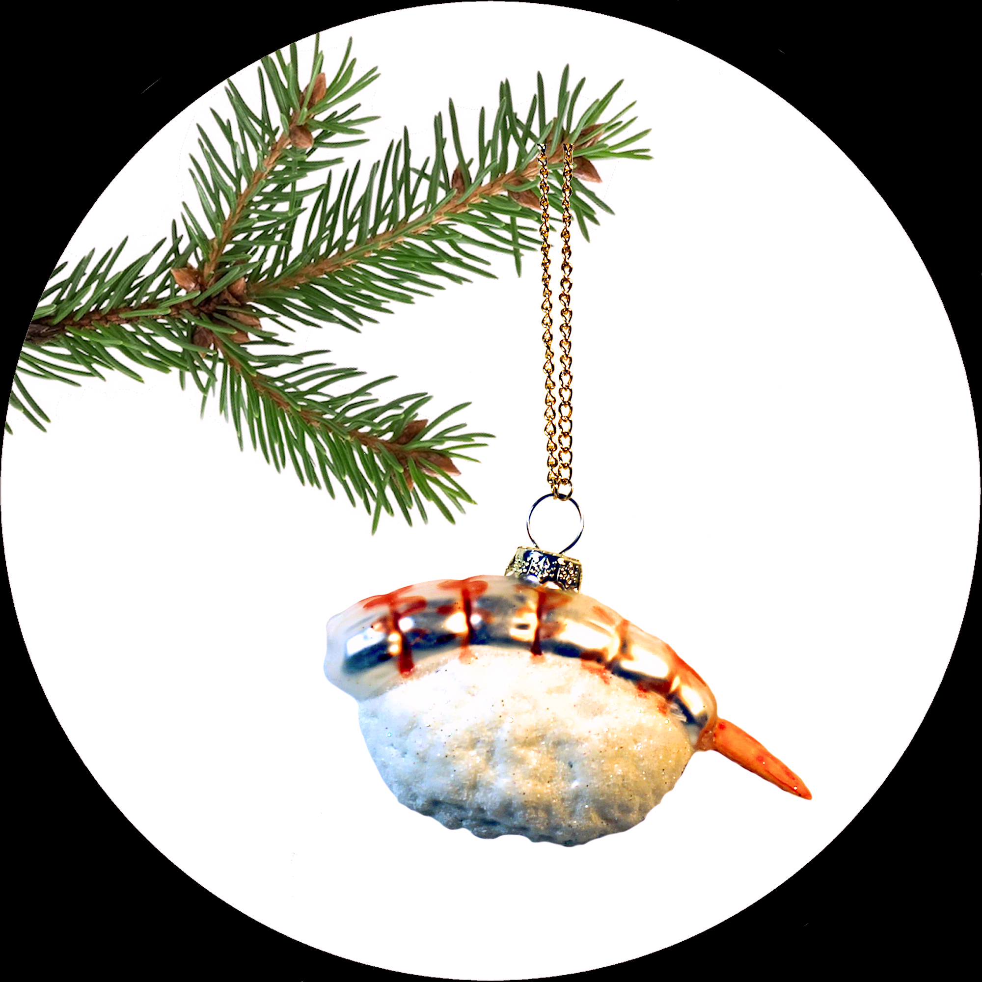 Decorazione da appendere di Natale in vetro Sushi Salmone Nigiri