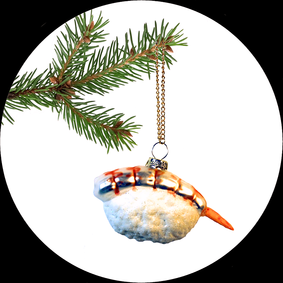 Weihnachtliche Hängedekoration aus Glas Sushi Lachs Nigiri