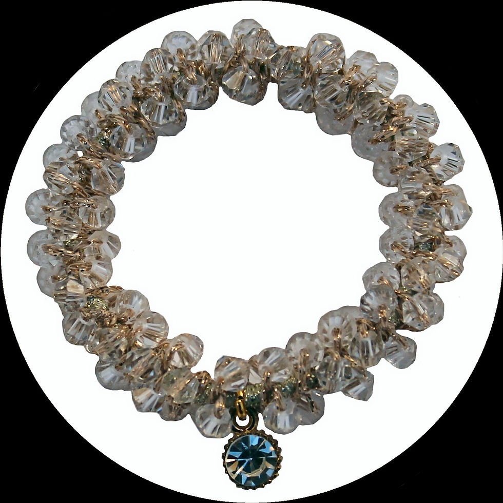 Elastic hair tie studded with coloured glass crystals, different colours to choose from