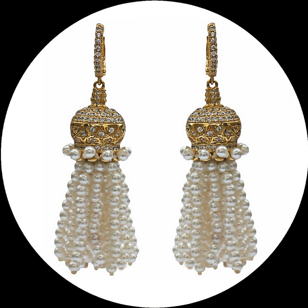 Orecchini con nappe di madreperle e zirconia cubicia in rame placcato oro