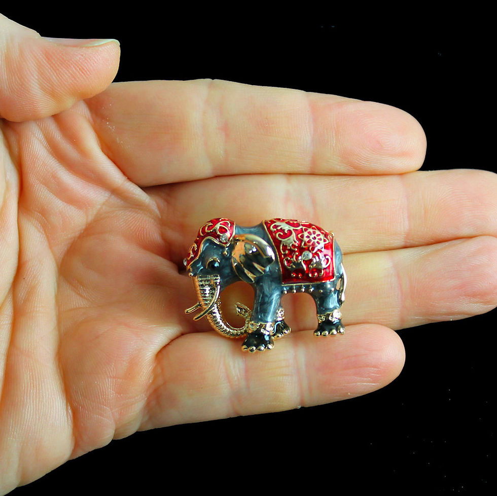 Miniaturbild: Brosche indischer Elefant aus goldfarbenem Metall und Emaille