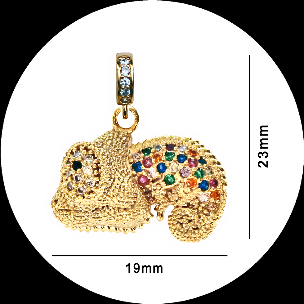 Miniature : Pendentif caméléon en cuivre doré avec pavé de zirconium cubique