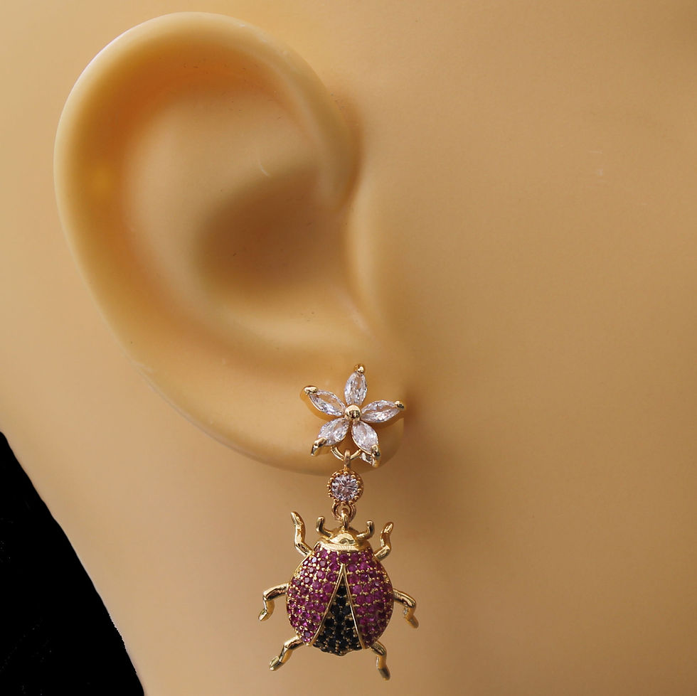 Thumbnail: Chandeliers with zirconia-set beetles in gold-plated copper