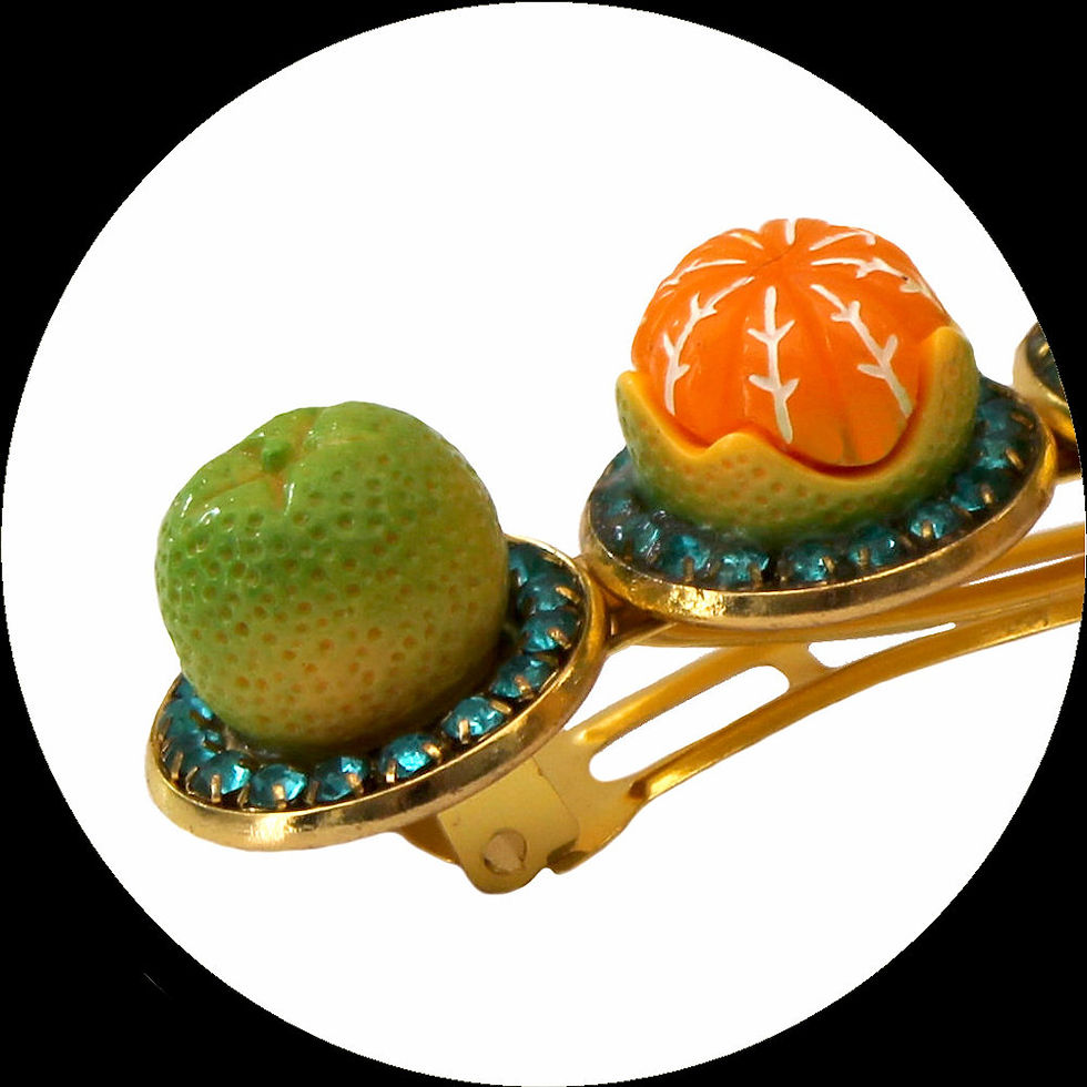 Miniaturbild: Haarspange mit Orangen und Limetten aus vergoldetem Metall