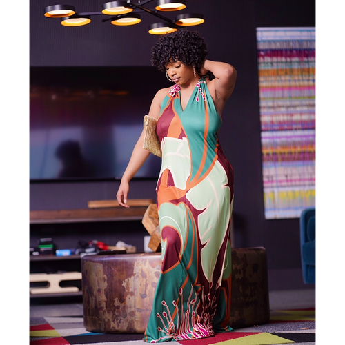 chinese dress ladies Womens Resort Wear | Silk Tie-Dye Halter Wrap Dress | Anna Kosturova