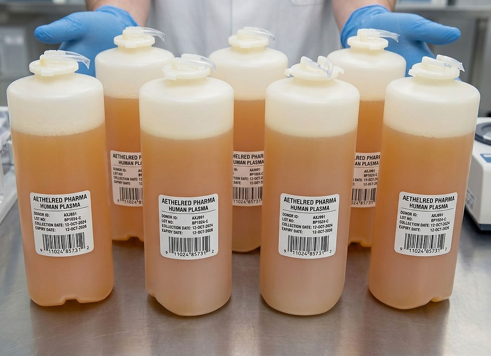 Blood plasma collection bottles