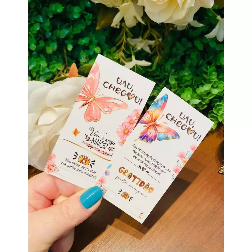 Cartão de Agradecimento – Tamanho 5x9 cm - Coleção Borboletas