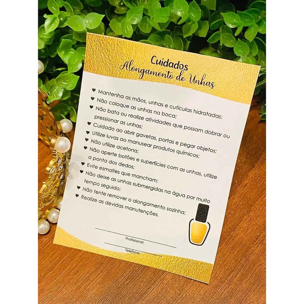 Miniatura: Panfleto de Cuidados Pós-Alongamento de Unhas – 10x7,5 cm