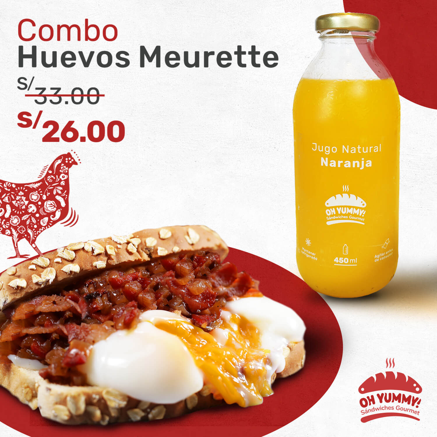 Combo Huevos Meurette (pedidos con 2 hs de anticipación)