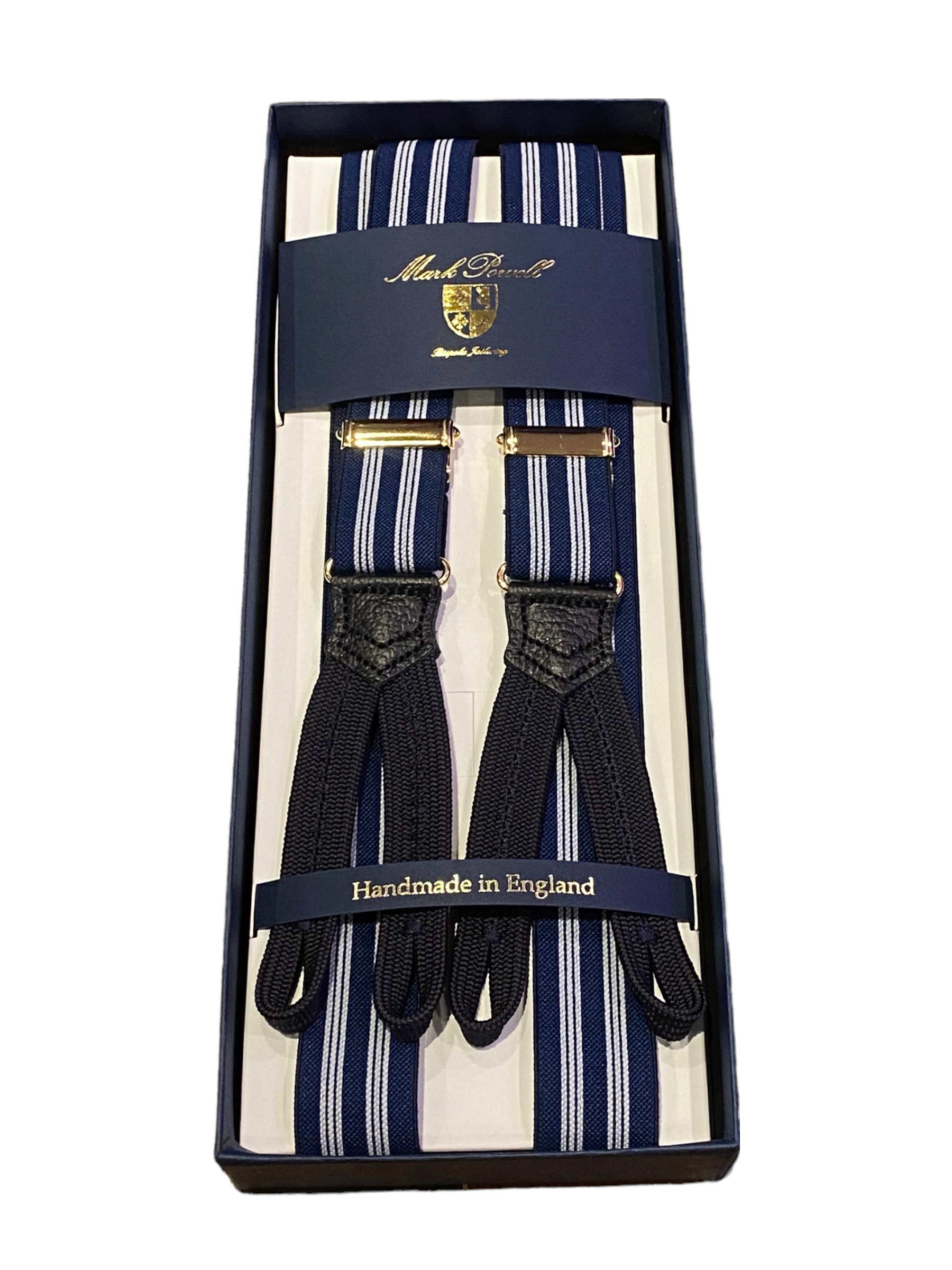 Thin Stripe Navy Elastic Braces